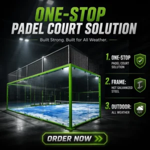 10*20m Tennis Equipment Galvanized Steel Pipe Posts Factory Supply Customizable Panoramic Padel Courts Wall Padel Court