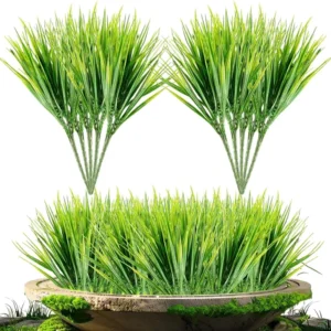 10 Durable Artificial Grass Plants 11″D X 2″W X 2″H UV Resistant Outdoor & Wedding Decor for Porch Greenery