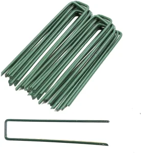 100 Pack Green 6 Inch Garden Stakes Landscape Staples U-Type Turf Stakes for Artificial Grass