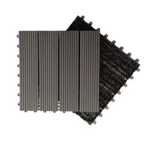 12 in. x 12 in. Pack of 27 WPC Wood Interlocking Deck Tiles for Outdoor Patio Garden