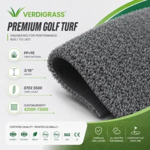 15mm UV-Resistant Indoor/Outdoor Golf Artificial Turf Putting Green Mat with Quick Drainage for Backyard Mini Golf