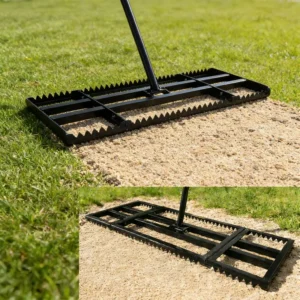2 in 1 Detachable Lawn Leveling Rake Double Side Head 3 Sections Pole Lawn Leveler