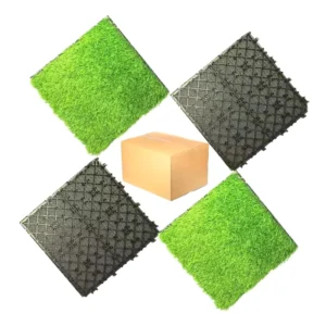 20mm Plastic Artificial Grass Flooring Tiles Interlocking Indoor Outdoor Mat for Backyard and Garden