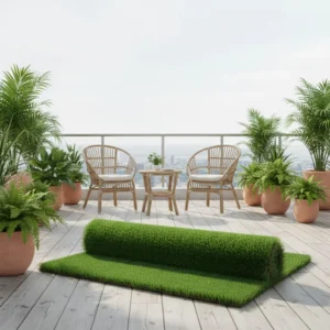 25mm Green Artificial Grass, UV-Resistant, Waterproof and Fireproof for Outdoor Use