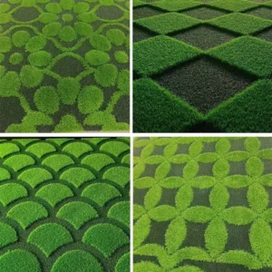 25mm PP Artificial Landscaping Grass with 3D-Printed Geometric Patterns, Green