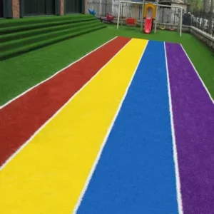 2MM 3MM School Kindergarten Lawn Artificial Turf Carpet Color Outdoor Plastic Simulation Lawn Playground Rainbow Track Lawn