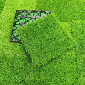 300x300mm Interlocking Soft Waterproof Eco Friendly Outdoor Artificial Grass Turf Patio Deck Tiles for Courtyard