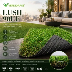 30mm C Shape Landscape Artificial Grass for Villa Garden and Hotel Outdoor Decoration UV Resistant Realistic Turf
