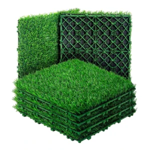 30mm Green Interlocking High-Density Fireproof Eco-Friendly Artificial Grass Tiles 30x30cm for Backyard