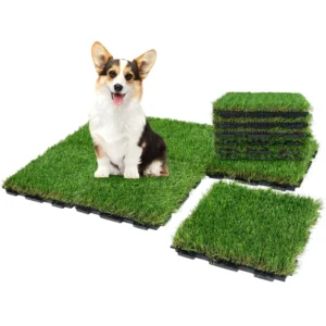 30mm Waterproof Interlocking Plastic Artificial Grass Tiles for Pet Areas, Kennels, and Balconies