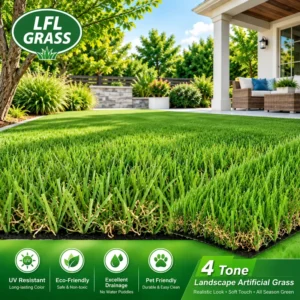 4-Tone Artificial Green Grass Turf 30mm 35mm 40mm for Home Decoration Playgrounds and Pets