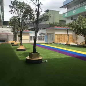 4 Tones Color Sythnetic Turf With Outdoor Quality for Kindergarten 35mm Soft Artificial Grass