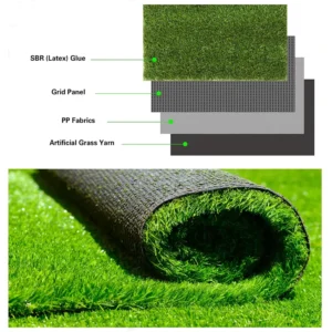 40/30 mm Non-Infill Eco-Friendly Fireproof Artificial Grass Turf for Football/Soccer Fields and Playgrounds