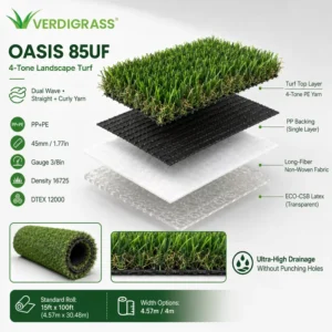 45mm Soft High-Density Artificial Grass for Restaurant Outdoor Seating, Cafes, and Patios, 15-Year Warranty