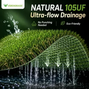 50.8mm Commercial-Grade Soft Synthetic Grass for Patio and Decks, Fireproof EN13501-1, High Drainage