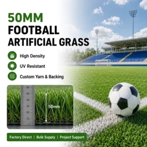 50mm Synthetic Football Grass Non Infill Artificial Turf Carpet for Football Stadium and Soccer Field