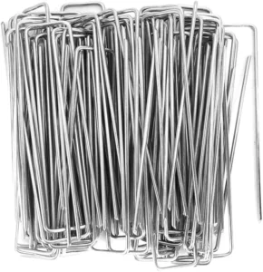 6 Inch Galvanized Steel Garden Stakes U-Type Green Turf Staples for Artificial Grass Smooth Shank Rust Proof Landscape Staples