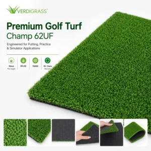 62UF Sport Grass, 10mm Golf Carpet Turf for Outdoor Putting Greens, PE
