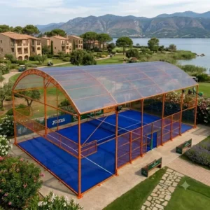 All Weather Covered Padel Court with High Quality PVDF Canopy Roof Outdoor Indoor Waterproof Panoramic Padel Court Manufacturer