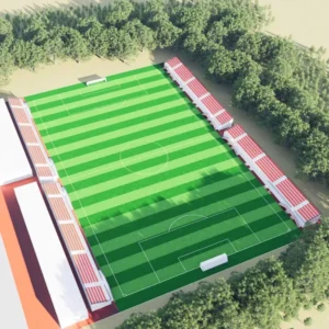 Angle Steel Structure Sports Hall Grandstand with Artificial Turf for Football Pitch and Stadium Court