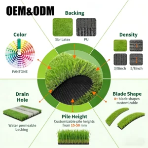 Artificial Landscaping Grass 35mm Green Artificial Grass Rug Custom Density Synthetic Turf