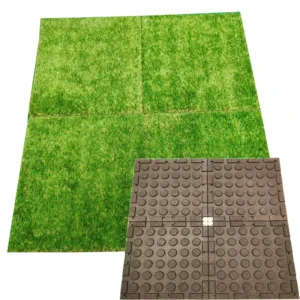 Artificial Turf Grass for Gym and Playground Shock Absorption Rubber Mat Green Artificial Grass Mat with Rubber Base