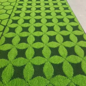 Artificial Turf with 3D Printed Geometric Patterns 25mm Pile Height Embossed Printed PP Material for Children’s Playgrounds