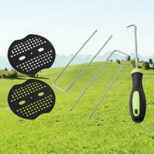 Black U Ground Stakes With Plastic Washers Kit Heavy Duty U Nails For Weed Barrier Fabric Lawn Turf Garden Fixed Installation
