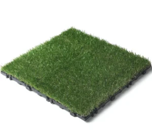 C007 Plastic Artificial Grass Interlocking Click Tile with Plastic Base