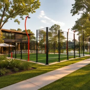 CE-Certified Panoramic Paddle Tennis Court with Blue PU-Coated Artificial Carpet