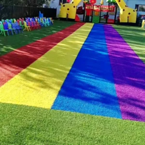 Colored Artificial Grass Carpet for Kindergarten Rainbow Runway