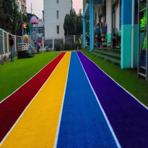 Colorful Artificial Grass Carpet for Outdoor Park Garden School Kindergarten Playground Running Track Sport Flooring Turf