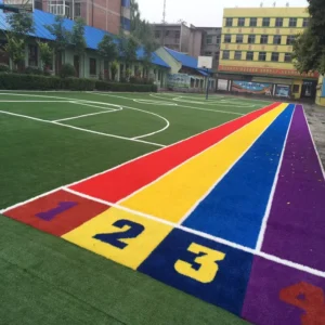 Colorful Rainbow Artificial Grass Kindergarten Playground Synthetic Turf Striped Artificial Lawn Backyard Indoor Outdoor Safety