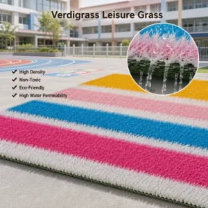 Colorful Striped High-Density Water-Permeable Artificial Grass Turf for School Playground