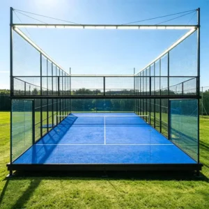 Compact Padel Tennis Court Glass Structure with Galvanized Frame and Artificial Turf