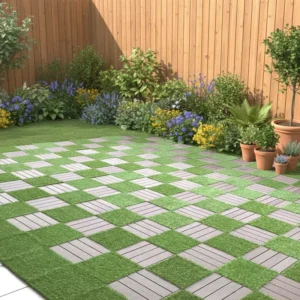 Courtyard Interlocking Artificial Grass Tile Modular Removable Turf
