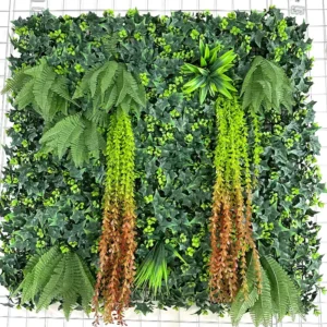 Custom Designed Plastic Artificial Plant Wall Choose From Grass and Flower Faux Roll Up Flower Wall Panel