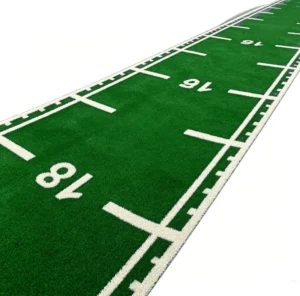 Custom Printed Numbered Artificial Grass Gym Mat for Golf Putting Training with Distance Scale Markings