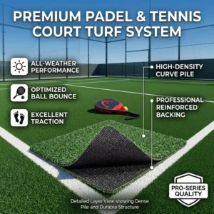 Customize 10mm 15mm 20mm Curve Pile Artificial Grass Turf for Padel Tennis Field Soft and Fire Resistant Smooth Sports Turf