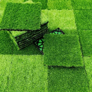 DD1996 30 x 30cm Artificial Grass Interlocking Tiles Self-draining Synthetic Turf Deck Mat Set