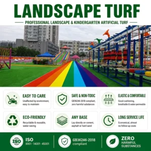 DF Sports Rainbow Colorful Landscape Synthetic Grass Turf Carpet Kindergarten School Playground Running Track Wedding
