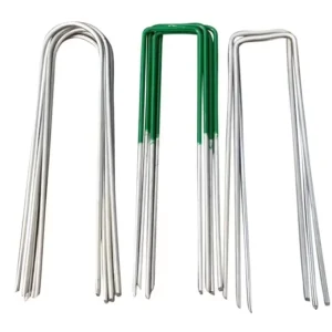 Durable Green U-Shape Garden Staples Lawn Nails for Fixing Artificial Turf