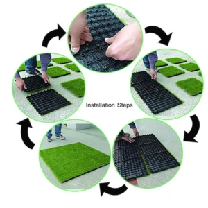 Easy-Install Exterior Landscaping Synthetic Grass Deck Tiles for Playground