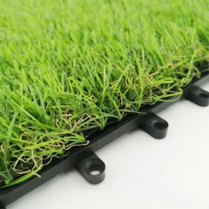 Easy to Install Interlocking 25mm Green Synthetic Grass Tiles Artificial Turf Carpet Mats for Balcony Garden