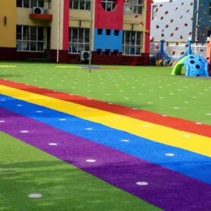 Eco Safe Kids Friendly Artificial Grass Mat Wear Resistant Shockproof for Kindergarten Playground