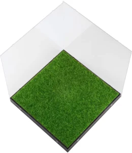 Factory Customization Clear Acrylic Football Display Box with Grass Base Sports Memorabilia Display Stand