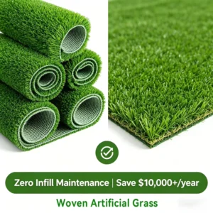 Factory Woven Artificial Turf Carpet, Eco-Friendly, No-Infill Synthetic Grass for Football Fields