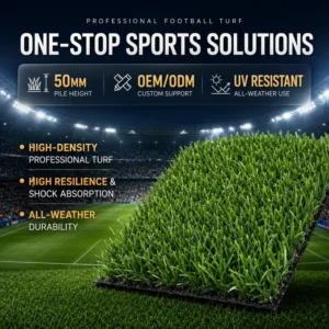 Football Field 50mm Synthetic Turf for Soccer Stadiums and Outdoor Sports Pitches, Factory Direct Supplier