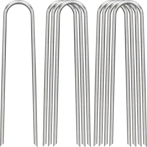 Galvanized U-Type Landscape Staples and Ground Spike Anchors for Artificial Grass, Fences and Weed Barriers