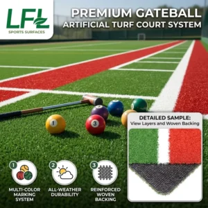 Gateball Field Artificial Grass Turf Carpet, Synthetic Curved Grass Rug for Sports Playgrounds